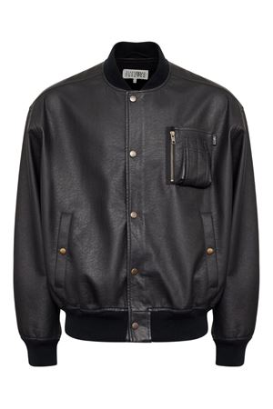 Giacca varsity nera realizzata in morbida ecopelle MM6 MAISON MARGIELA | SH0AM0080M35740900